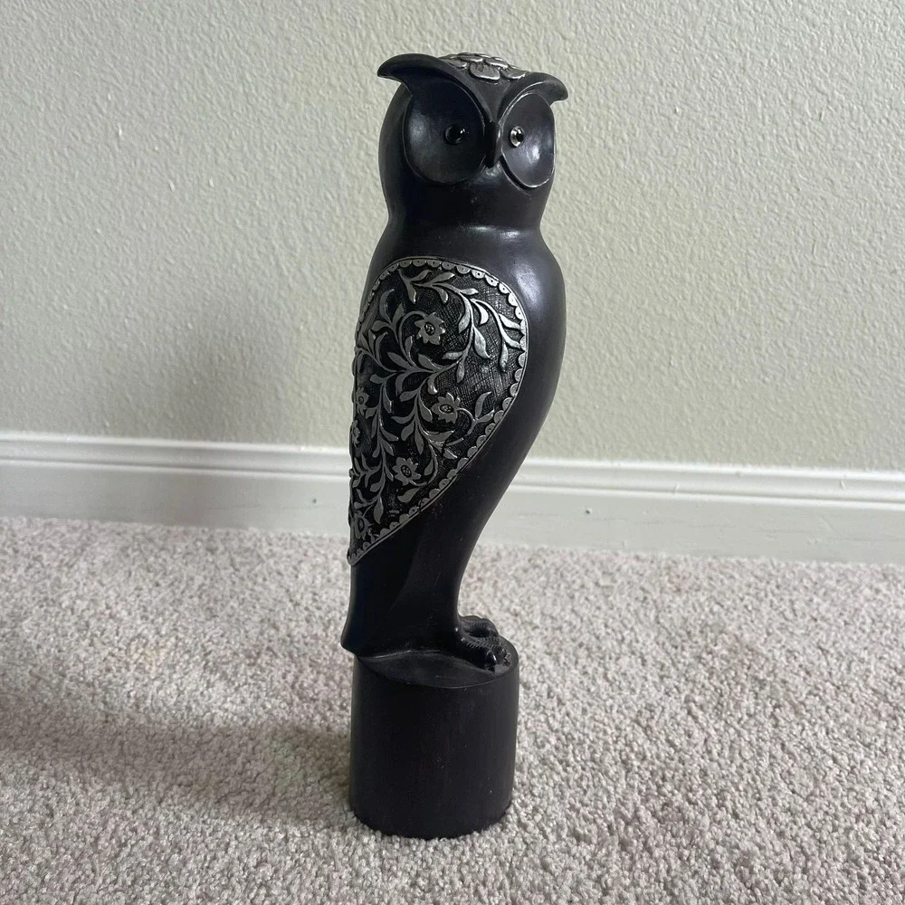 Three Hands Corp‎ Black Owl Figurine Sculpture Decorative Accent 42984